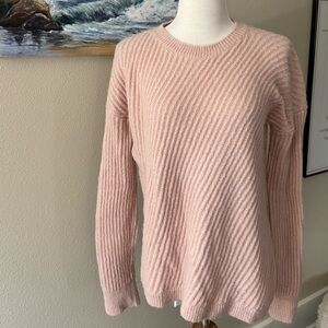 Vince pale pink soft diagonally ribbed sweater